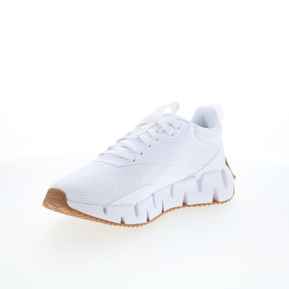 Reebok Zig Dynamica STR Womens White Canvas Lace Up Athletic Running Shoes