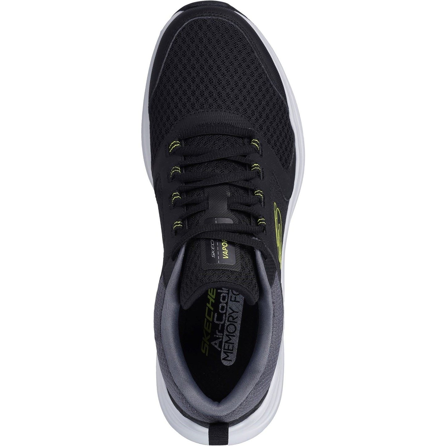 Men's Wide Fit Skechers 232628 Vapor Foam Trainers - Black/Lime
