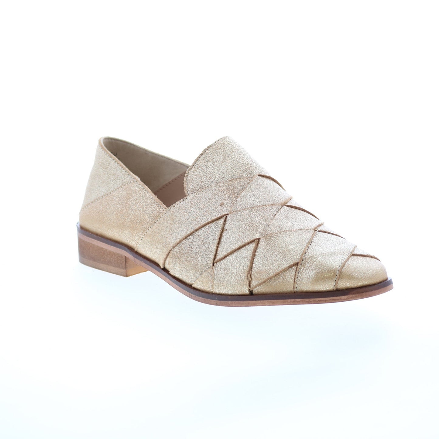 Diba True No Evidence 11218 Womens Gold Leather Slip On Loafer Flats Shoes