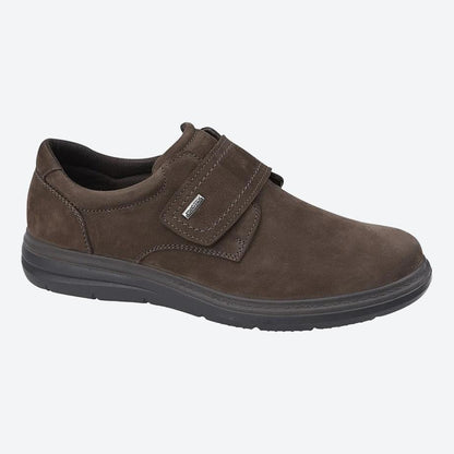 Men's Wide Fit Roamers M337 Touch Fastening Shoes - Brown Leather