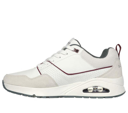 Men's Wide Fit Skechers 183020 Uno Retro One Trainers - White/Green