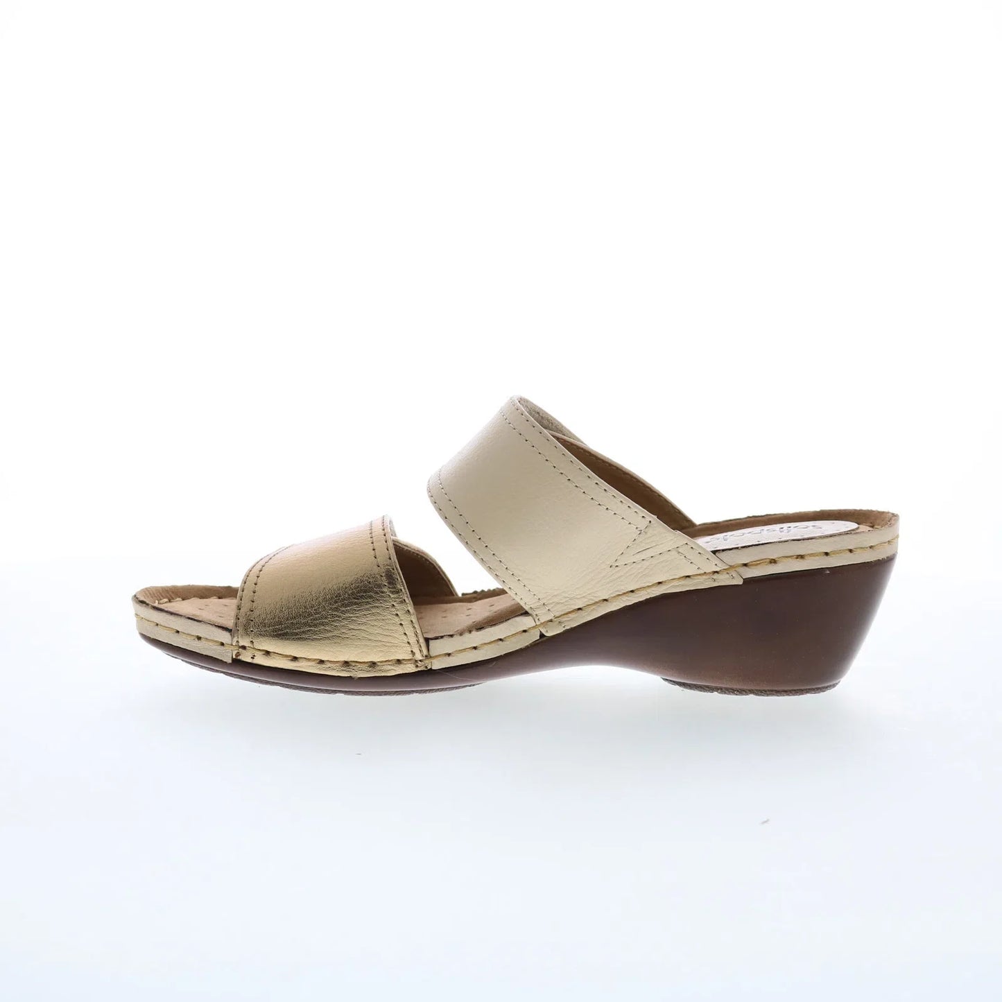 Softspots Panama 7337103 Womens Beige Leather Wedges Sandals Shoes