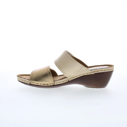 Softspots Panama 7337103 Womens Beige Leather Wedges Sandals Shoes