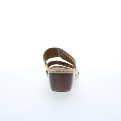 Softspots Panama 7337103 Womens Beige Leather Wedges Sandals Shoes
