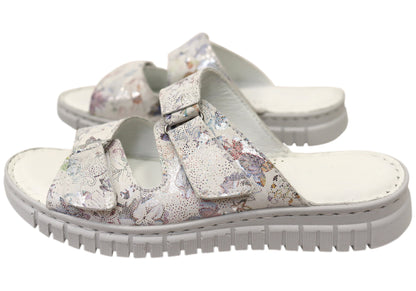 Orizonte Nerine Womens Comfortable European Leather Slides Sandals