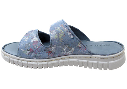 Orizonte Nerine Womens Comfortable European Leather Slides Sandals