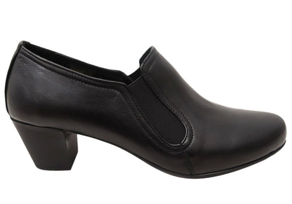 Cabello Comfort Evana Womens Leather European Mid Heel Shoes