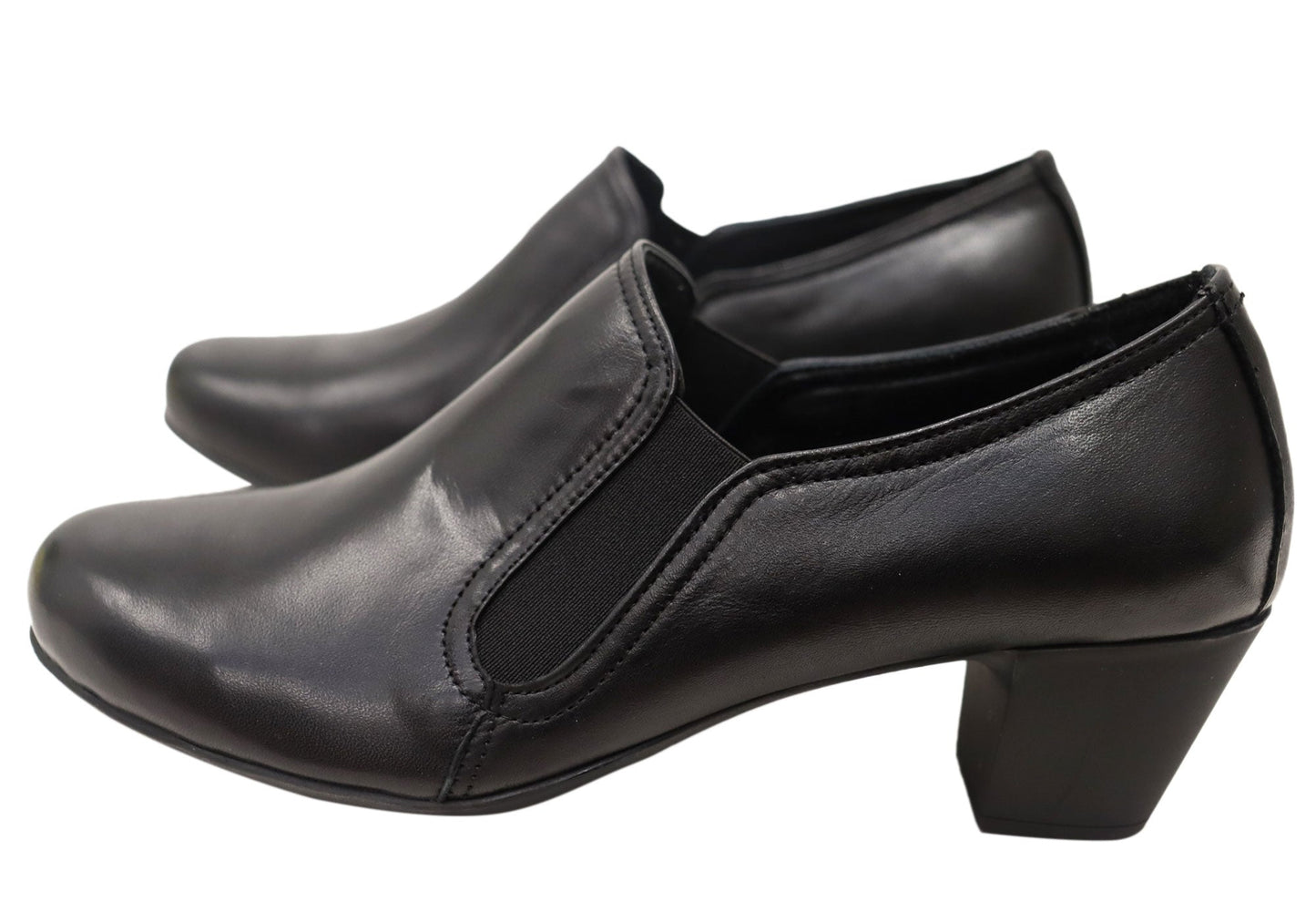 Cabello Comfort Evana Womens Leather European Mid Heel Shoes