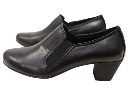 Cabello Comfort Evana Womens Leather European Mid Heel Shoes