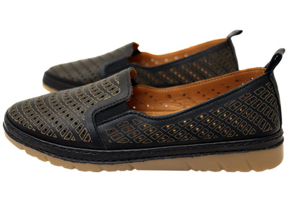 Orizonte Keeper Womens European Leather Comfortable Slip On Shoes