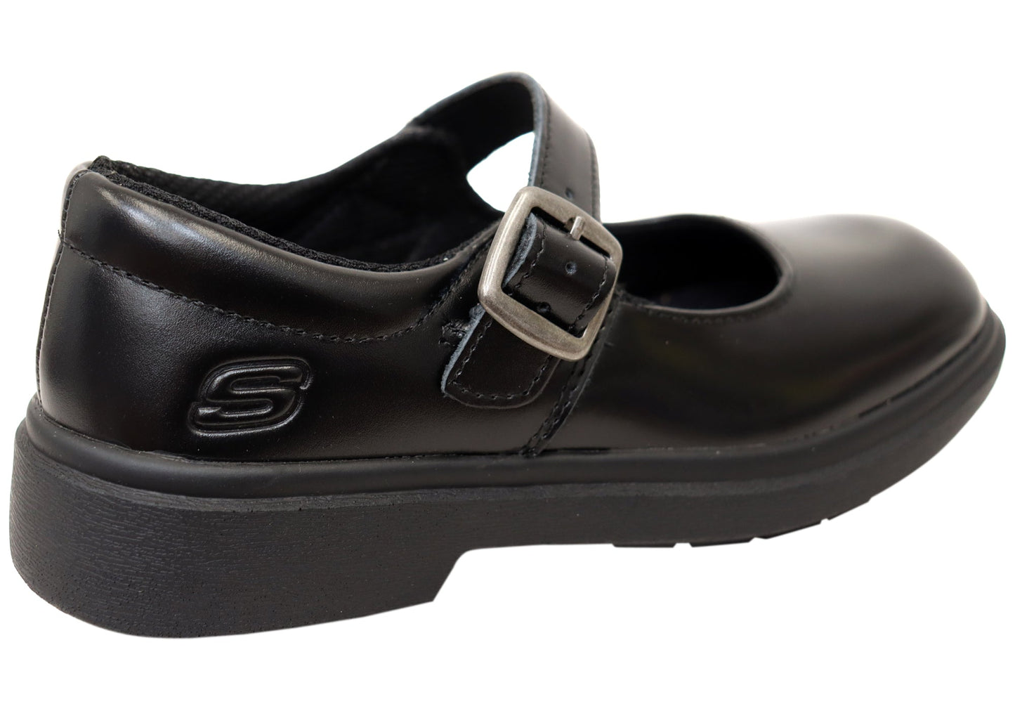 Skechers Kids Girls Leather Smooth Tracks Mary Jane School Shoes