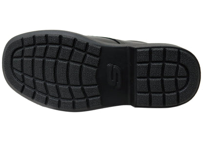 Skechers Unisex Kids Smooth Tracks Classic Frame Leather School Shoes