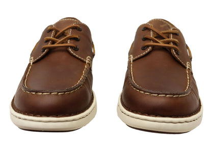 Born Mens Leather Mariner 3 Eye Boat Shoes With Comfortable Footbed