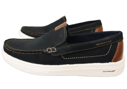 Pegada Renzo Mens Leather Comfort Casual Slip On Shoes Made In Brazil