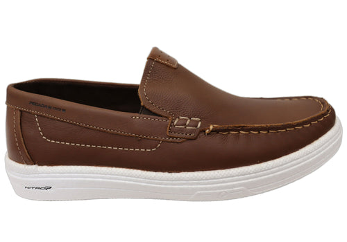 Pegada Renzo Mens Leather Comfort Casual Slip On Shoes Made In Brazil