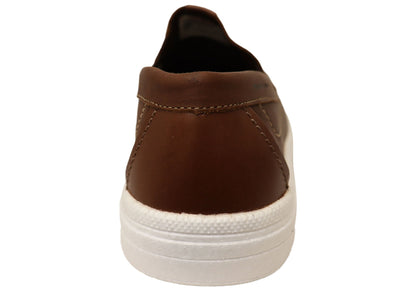Pegada Renzo Mens Leather Comfort Casual Slip On Shoes Made In Brazil