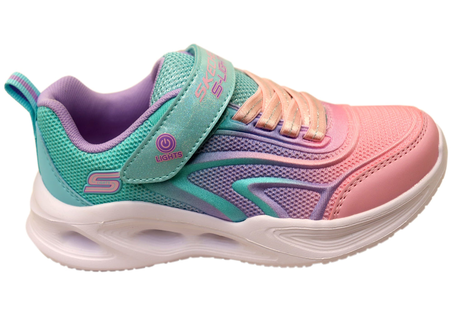 Skechers Kids Infants Girls S Lights Sola Glow Color Breeze Shoes Aqua Pink