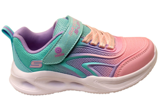 Skechers Kids Infants Girls S Lights Sola Glow Color Breeze Shoes Aqua Pink