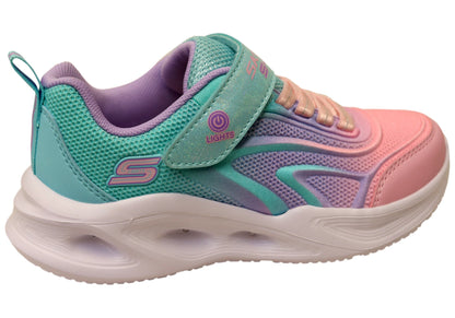 Skechers Kids Infants Girls S Lights Sola Glow Color Breeze Shoes Aqua Pink