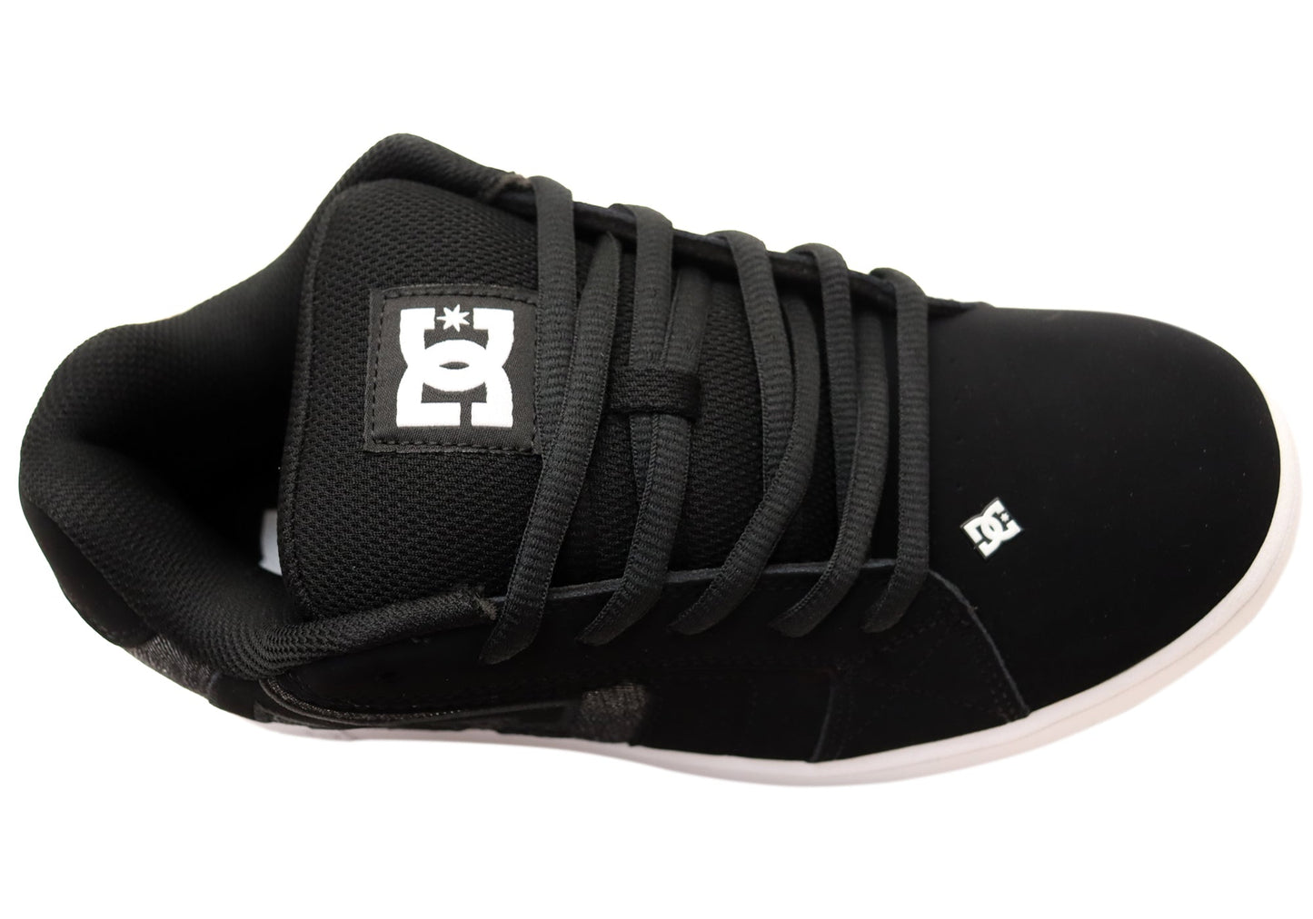 DC Shoes Mens Net Comfortable Leather Lace Up Shoes Black Grey Black