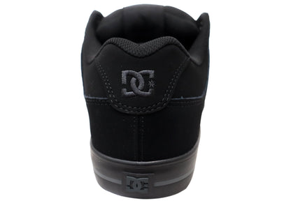 DC Shoes Mens Comfortable Leather Pure Lace Up Shoes Black Black Black