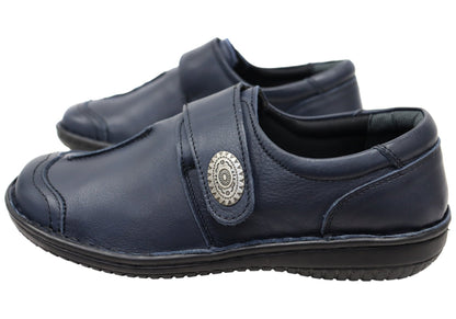 Cabello Comfort 5072-27 Womens Leather Adjustable Strap Wide Fit Shoes