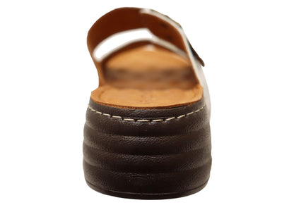 Orizonte Dahliacomfort Womens Comfort European Leather Slides Sandals
