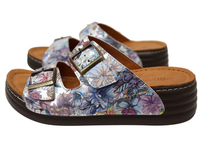 Orizonte Dahliacomfort Womens Comfort European Leather Slides Sandals