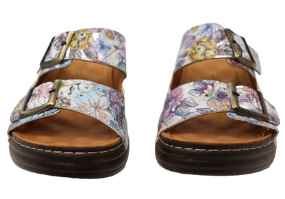 Orizonte Dahliacomfort Womens Comfort European Leather Slides Sandals