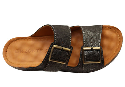 Orizonte Dahliacomfort Womens Comfort European Leather Slides Sandals