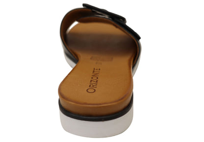 Orizonte Lunaluxe Womens Comfortable European Leather Slides Sandals