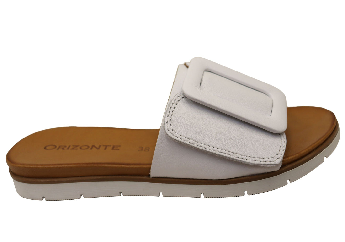 Orizonte Lunaluxe Womens Comfortable European Leather Slides Sandals
