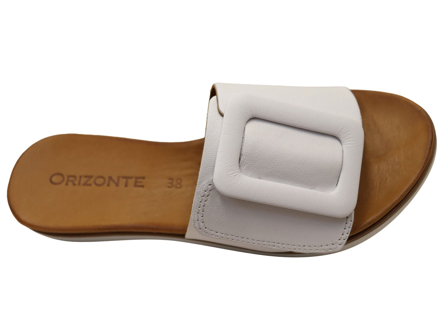 Orizonte Lunaluxe Womens Comfortable European Leather Slides Sandals
