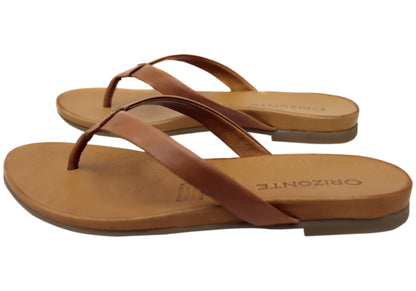 Orizonte Ellaease Womens Comfortable European Leather Thongs Sandals