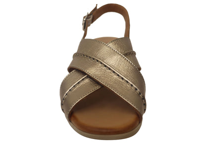 Orizonte Bellalease Womens Comfort European Leather Low Heel Sandals