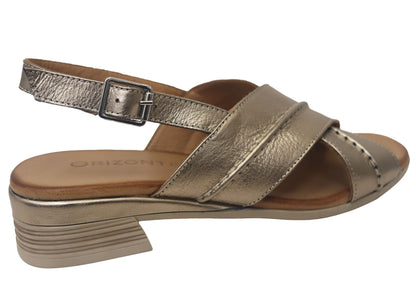 Orizonte Bellalease Womens Comfort European Leather Low Heel Sandals