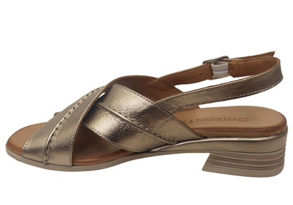 Orizonte Bellalease Womens Comfort European Leather Low Heel Sandals