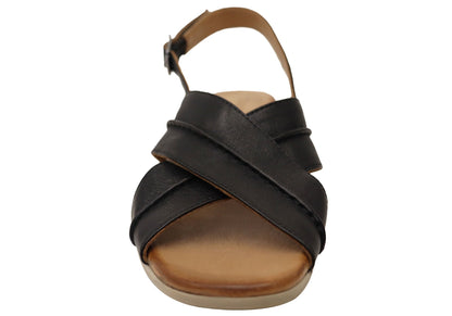 Orizonte Bellalease Womens Comfort European Leather Low Heel Sandals
