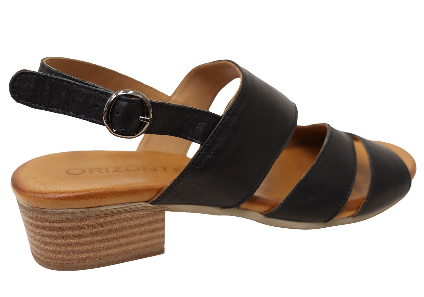 Orizonte Solectra Womens Comfortable European Leather Low Heel Sandals