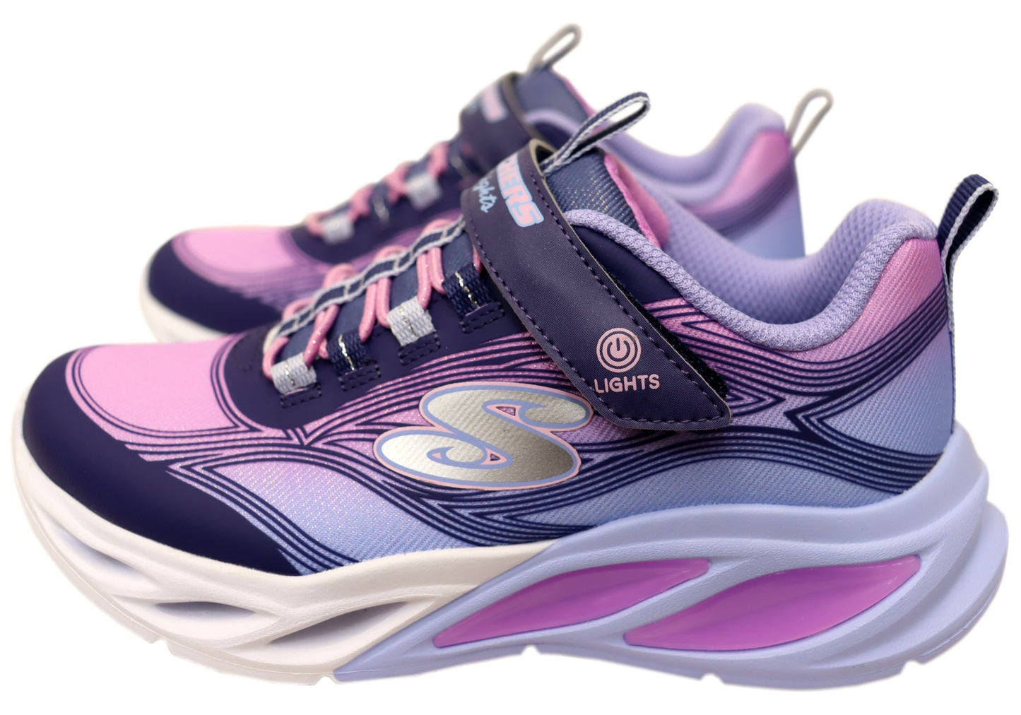 Skechers Kids Girls S Lights Cosmic Glow Shoes Navy Multi