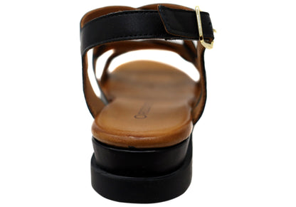 Orizonte Leelalite Womens Comfortable European Leather Wedge Sandals