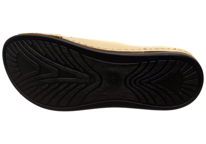 Orizonte Easestride Womens Comfort European Leather Slides Sandals