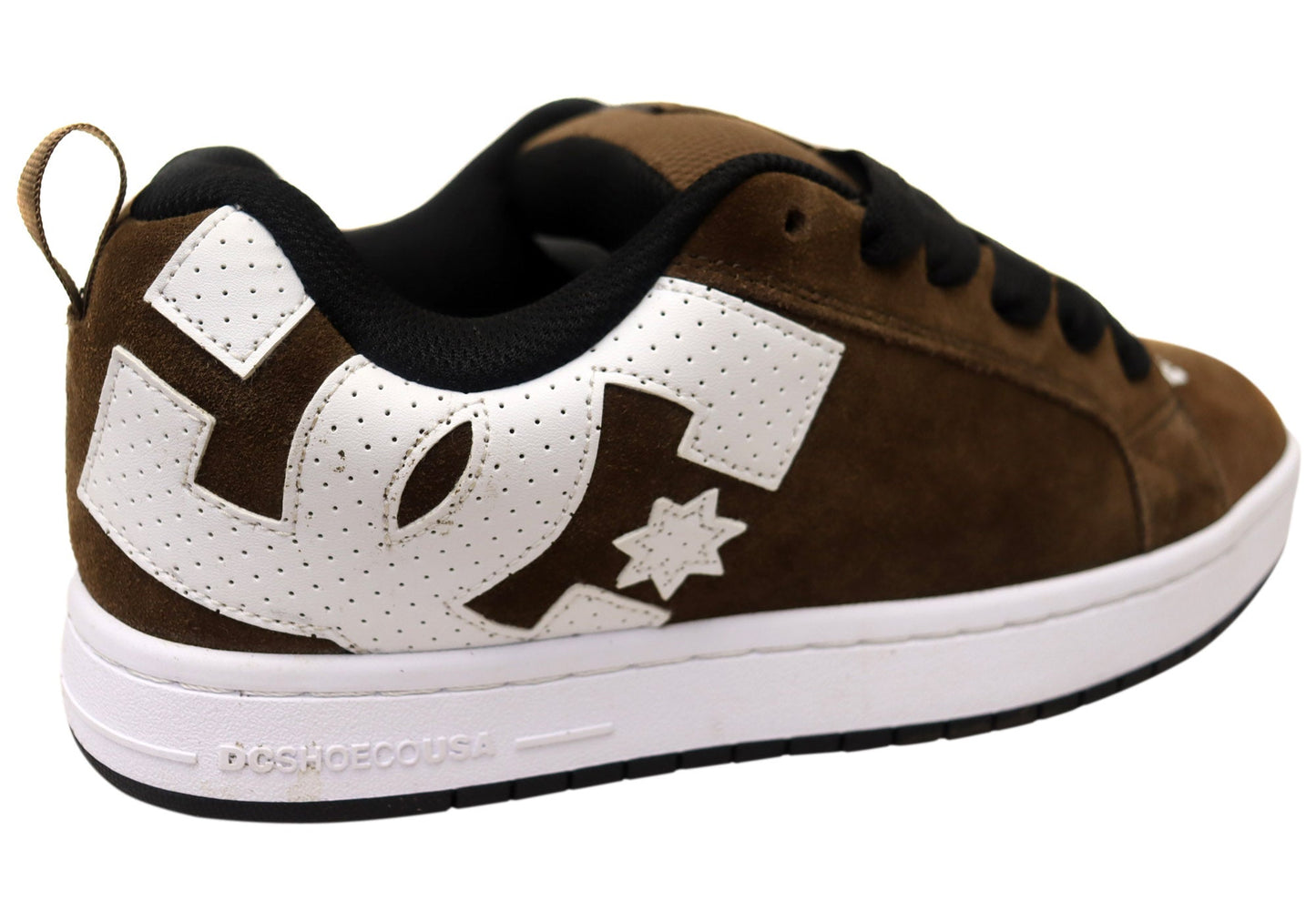 DC Shoes Mens Court Graffik SE Leather Lace Up Shoes Brown White