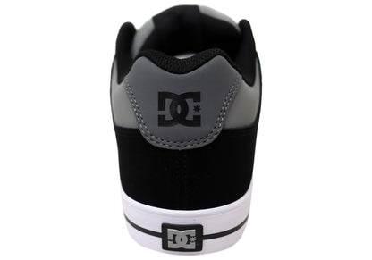 DC Shoes Mens Pure Comfortable Leather Lace Up Shoes Grey Black