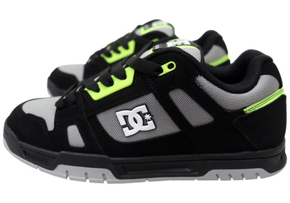 DC Shoes Mens Stag Comfortable Leather Lace Up Shoes Black Grey Green