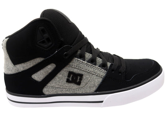 DC Shoes Mens Pure High Top WC Leather Sneakers Black Battleship Armor