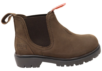 Rossi Boots 202 Bimberi Kids Pull On Leather Chelsea Boots Brown