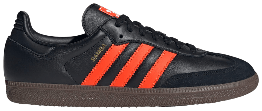 Adidas Originals Men's Samba OG Sneakers, Core Black / Impact Orange / Gum, JR0910