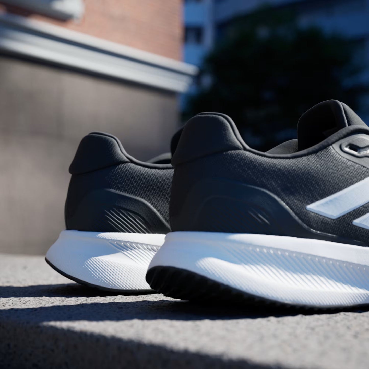 Men's Wide Fit Adidas Runfalcon 5 Walking/Running Trainers - Black/White