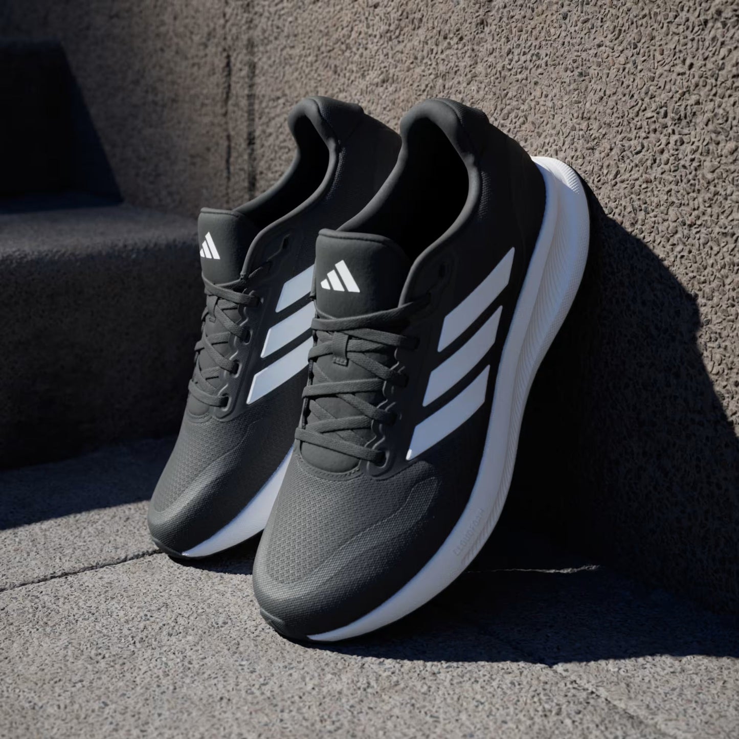 Men's Wide Fit Adidas Runfalcon 5 Walking/Running Trainers - Black/White